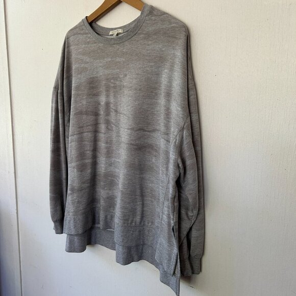 Z Supply Sweatshirt Womens Large Gray Camo Lightweight Oversized - Picture 2 of 6